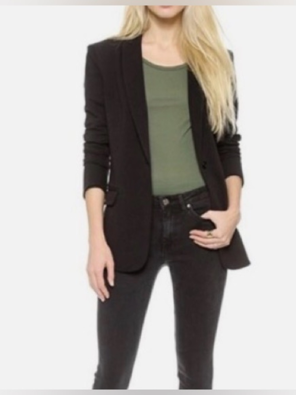 Norma Kamali Boyfriend Blazer Jacket Black Single Button Oversized Office XS - Picture 5 of 11